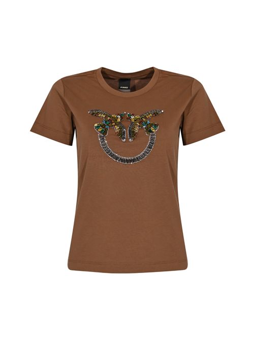 T-shirt Quentin con logo gioiello Marrone PINKO | 100535 A33FL78